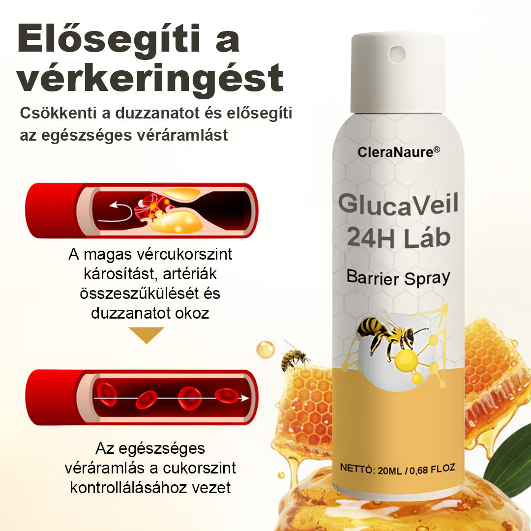 CleraNaure® GlucaVeil 24H Lábvédő Spray 🌿 – Természetes Védőformula Érzékeny és Száraz Láb Bőrének Mindennapi Ápolására 🎁