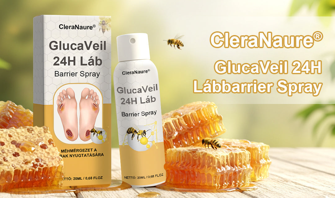 CleraNaure® GlucaVeil 24H Lábvédő Spray 🌿 – Természetes Védőformula Érzékeny és Száraz Láb Bőrének Mindennapi Ápolására 🎁
