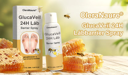 CleraNaure® GlucaVeil 24H Lábvédő Spray 🌿 – Természetes Védőformula Érzékeny és Száraz Láb Bőrének Mindennapi Ápolására 🎁