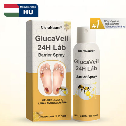 CleraNaure® GlucaVeil 24H Lábvédő Spray 🌿 – Természetes Védőformula Érzékeny és Száraz Láb Bőrének Mindennapi Ápolására 🎁