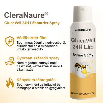 CleraNaure® GlucaVeil 24H Lábvédő Spray 🌿 – Természetes Védőformula Érzékeny és Száraz Láb Bőrének Mindennapi Ápolására 🎁