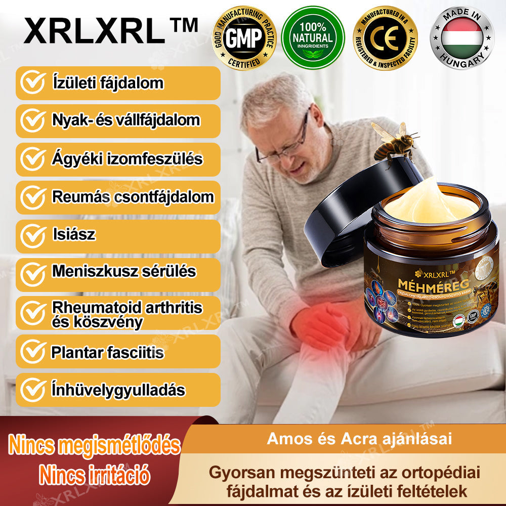 🦵XRLXRL® Méhméreg Azonnali Ultra Erős Fájdalomcsillapító Krém - (Enyhíti a fájdalmat ízületi gyulladás, izomfájdalom, hátfájás, térdek, hát, vállak, csípők, csuklók, kezek esetén)📦