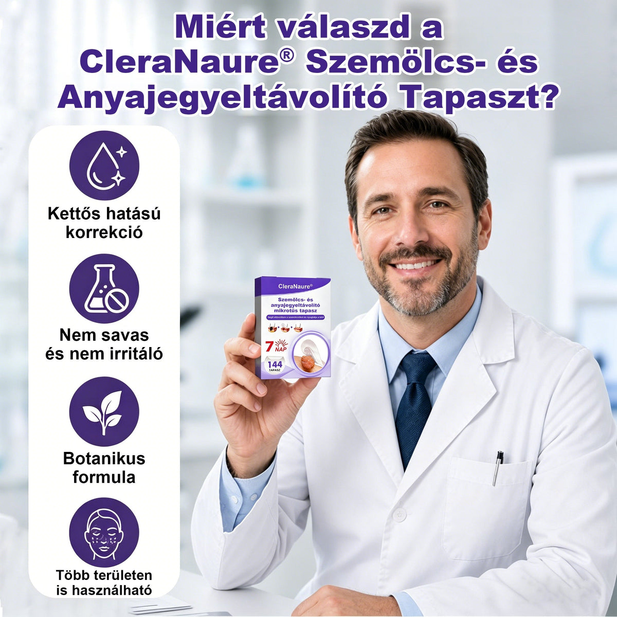 CleraNaure® mikrotűs szemölcs- és anyajegyeltávolító tapasz🎁