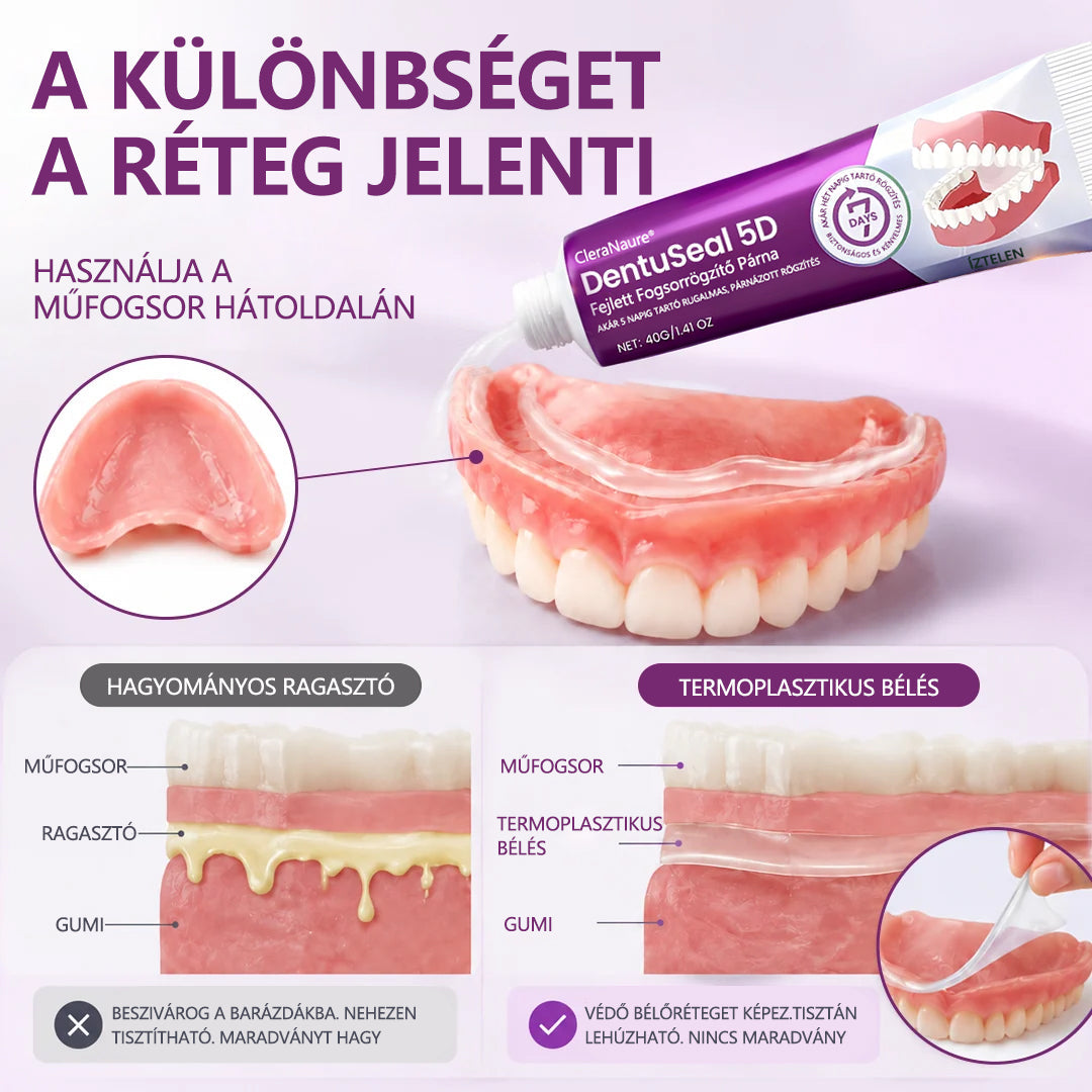 CleraNaure® DentuSeal 5D fejlett műfogsorrögzítő és párnázó ragasztó🔥