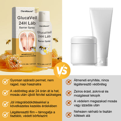 CleraNaure® GlucaVeil 24H Lábvédő Spray 🌿 – Természetes Védőformula Érzékeny és Száraz Láb Bőrének Mindennapi Ápolására 🎁