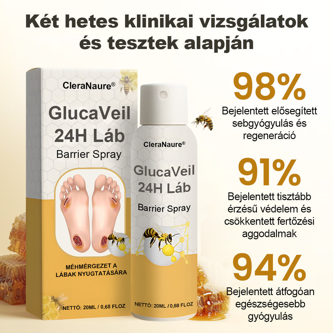 CleraNaure® GlucaVeil 24H Lábvédő Spray 🌿 – Természetes Védőformula Érzékeny és Száraz Láb Bőrének Mindennapi Ápolására 🎁